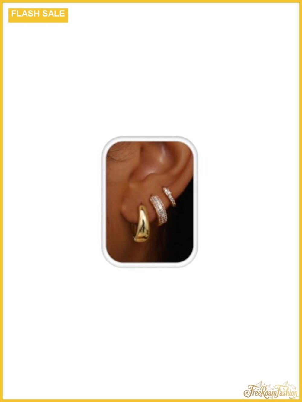 3 Pairs 14K Gold Plated Chunky Hoop Earrings for Women Hypoallergenic Non